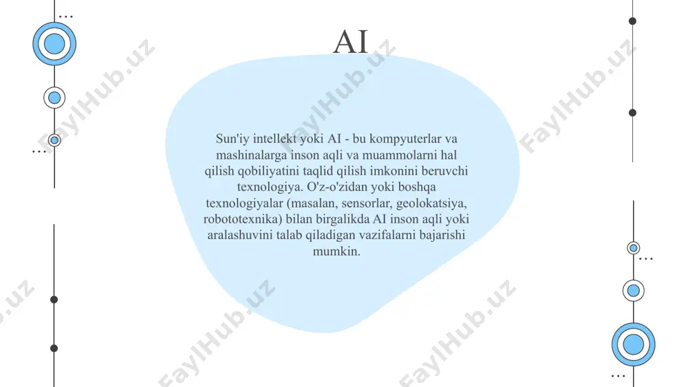 rish, ob'ektni qatlam-qatlam ishlab chiqish usulidir. 3d bosib chiqarish texnologiyasi va materiallarining birinchi prototiplari 1980-yillarda paydo bo'lgan, ammo uning muvaffaqiyati va jozibasi cho'qqisi hozirgi kunga to'g'ri keladi. 3d bosib chiqarish imkoniyatlari va ilovalari doimo kengayib bormoqda. qo'shimcha texnologiyalar qon tomirlarini bosib chiqarishdan tortib, mog'or yaratishgacha deyarli hamma narsaga qodir. 3d bosib chiqarish 3d kompyuter modeli asosida ob'ektlarni qatlam-qatlam ishlab chiqarish imkonini beradi. ishlab chiqarishning bosqichma-bosqich tabiati tufayli ob'ektni yaratish jarayoni ko'pincha "o'sish" deb nomlanadi. 3d bosib chiqarishning mohiyati quyidagilardan iborat: birinchi navbatda 3d modeli ishlab chiqiladi, so'ngra qo'llaniladigan texnikadan qat'i nazar, element qatlamma-qatlam quriladi. e’tiboringiz uchun rahmat! image1.jpeg image2.jpeg image3.jpeg
