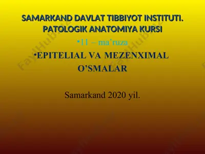 epitelial va mezenximal o’smalar — PPT