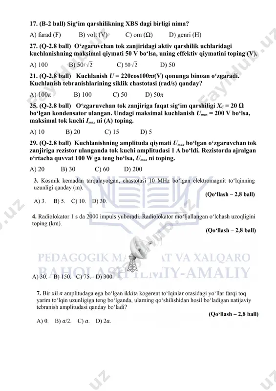 fizika fanini o‘zlashtirish testi - Page 3