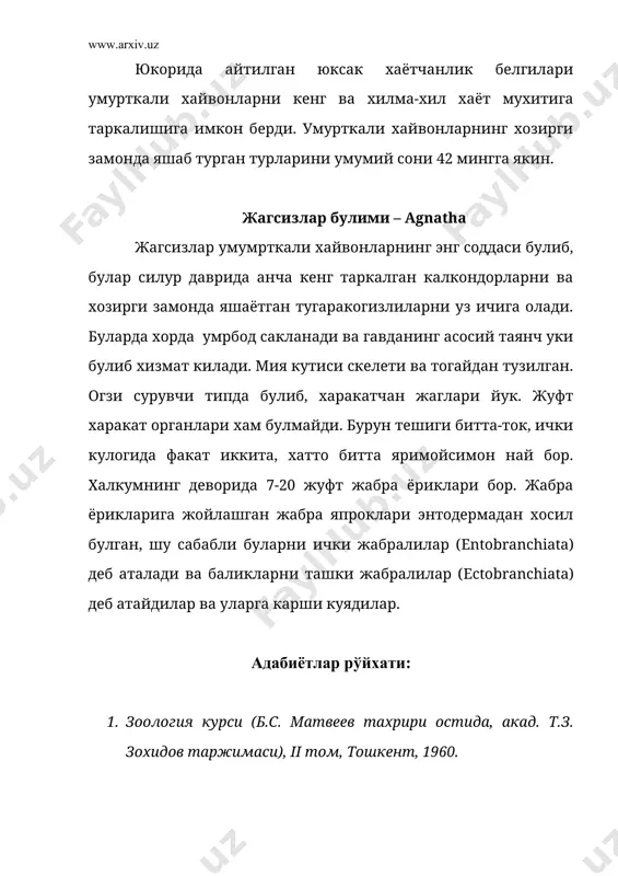 умурткалилар (vertebrata) ёки бош скелетлилар (craniata) - Page 4