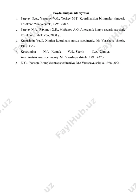 koordinatsion birikmalarning metallar korroziyasidagi ahamiyati - Page 5