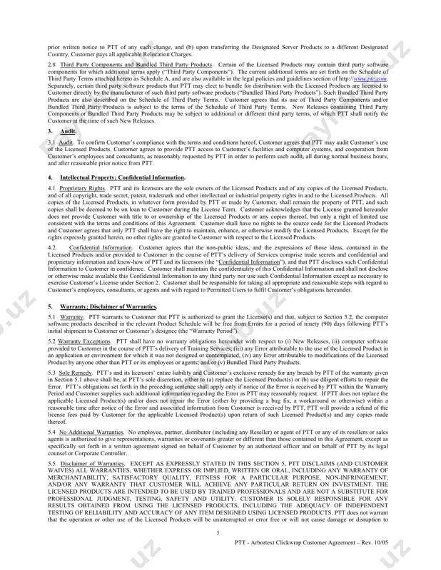 rse of ptt’s delivery of training services. 1.13. “maintenance services” means the provision of new releases and, depending on the level of maintenance services ordered, may also include telephone support, web-based support tools, and correction of errors. 1.14. “new release” means a modified or enhanced version of a licensed product that is designated by ptt as a new release of that product and that ptt makes generally available to its maintenance services customers. 1.15. “permitted user” means an individual who is authorized by customer to use the licensed products, such use to be solely in accordance with the terms and conditions hereof. permitted users are limited to customer's employees, consultants, subcontractors, suppliers, business partners and customers who (i) are not competitors of ptt or employed by competitors of ptt and (ii) are directly involved in the utilization of the licensed products solely in support of customer’s internal product development and …