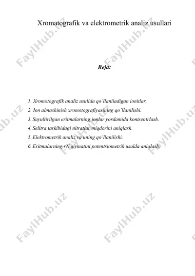 xromatografik va elektrometrik analiz usullari — DOC