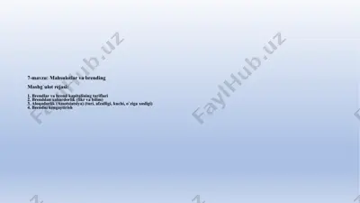 mahsulotlar va brending — PPTX
