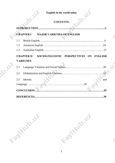 english in the world today — DOCX