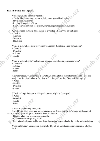 "umumiy psixologiya" — DOC
