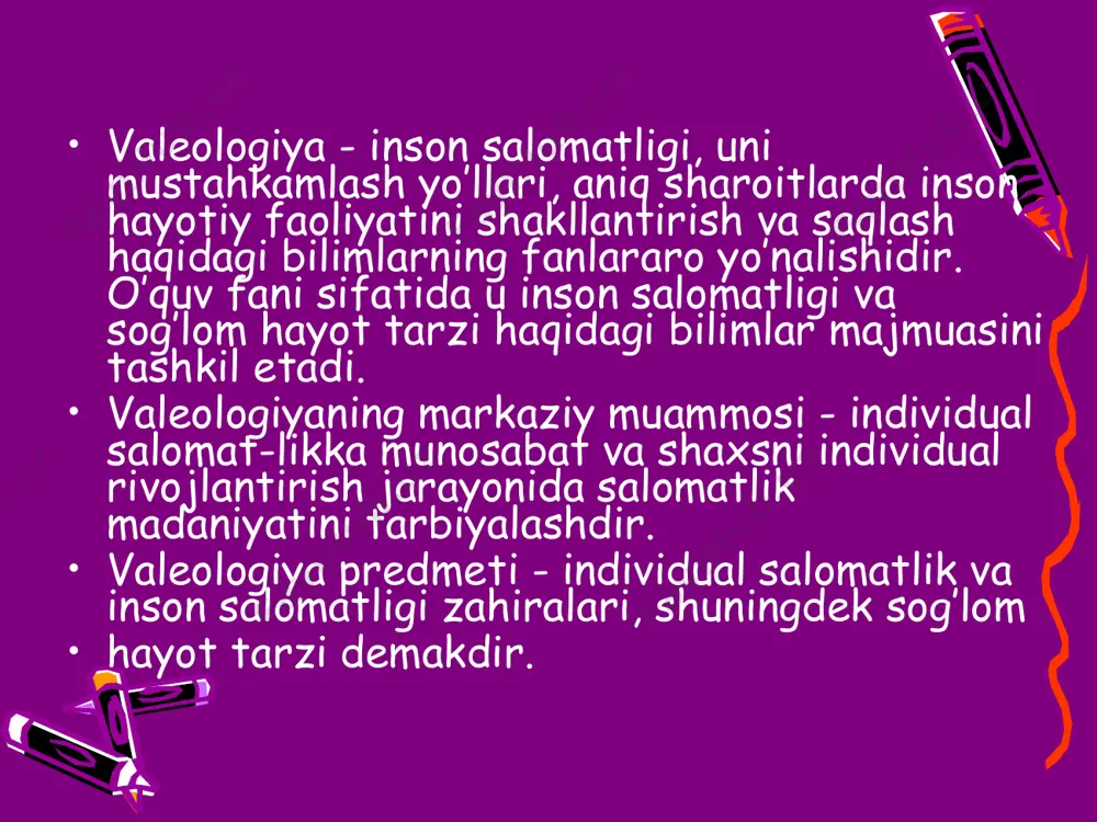 -iqtisodiy rivojlanishida muhim davlat ahamiyatiga ega, chunki yoshlar salomatligi omili xalq xo’jaligi uchun ishchi resurslar rezervini tayyorlashning asosi hisoblanadi. shu munosabat bilan oliy o’quv yurtlari dargohidan chihayotgan mustaqil o’zbekiston respublikasi xalq xo’jaligining bo’lajak mutaxassislari jismoniy tarbiya va sportni mehnat faoliyatida, turmushda, harbiy burchni bajarishda joriy etishga tayyor bo’lishlari va sportning ishlab chiharishning iqtisodiy ko’rsat-kichlariga ijobiy ta'sir etishini chuqur tushunishlari kerak. hozirgi vaqtda o’quvchi va talaba yoshlar salomatligida jiddiy kamchiliklar mavjudligi aniqlangan. ayniqsa maktab va oliy o’quv yurtini bitirish oldidan yoshlar salomatligining yomonlashuvi kuzatilmoqda. bunga yoshlarning kam harakatliligi sabab bo’lmoqda. kam harakatlilik semizlik, diabet, nevroz, yassi tovonlik, qomatning buzilishi kabi kasalliklarning rivojlanishiga olib keladi. jismoniy tarbiya bo’yicha mutaxassislar jismoniy tarbiya bo’yicha mutaxassislar harakat faolligini salomatlikni saqlash va mustahkamlashda muhim omil hisoblay-dilar. shuning uchun g.b. meykson, l.e. lyubomirskiy va tadqiqot-chilar guruhi jismoniy tarbiya bo’yicha kompleks dastur o’sib kelayotgan avlodni har tomonlama rivojlanishiga, salomatlikni mustahkamlashga, chiniqtirishga, o’quvchilarning ish qobiliyatining o’sishiga, kundalik harakat rejimini …