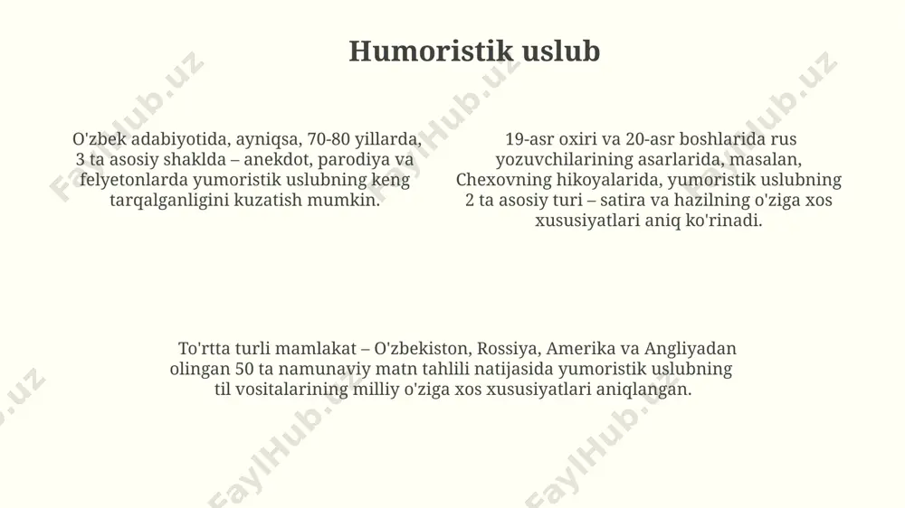 ogʻzaki ijod namunalaridan ilhomlanib yaratilgan. badiiy uslubning rivojlanishiga 3 ta asosiy omil – milliy tilning boyishi, gʻarb adabiyoti taʼsiri va ijtimoiy-siyosiy oʻzgarishlar taʼsir koʻrsatdi. e'tiboringiz uchun rahmat @taqdimot_robot