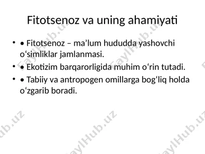 fitotsenoz va uning ahamiyati — PPTX