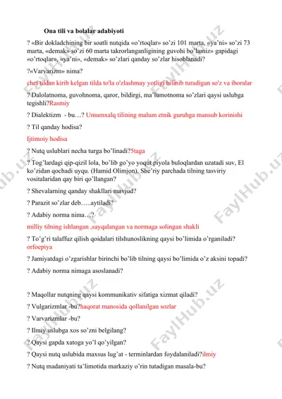 ona tili va bolalar adabiyoti — DOC