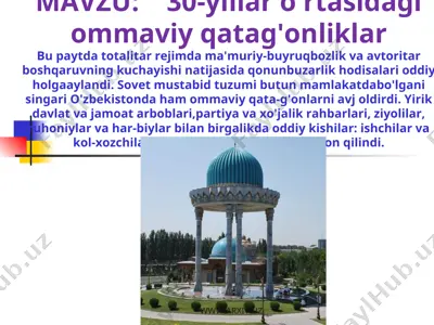 30-yillar o'rtasidagi ommaviy qatag'onliklar — PPT