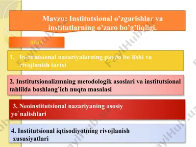 institutsionalo’zgarishlar va institutlarning o’zarobo’g’liqligi — PPTX