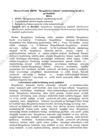 bhms "buxgalteriya balansi" standartining tavsifi — DOC