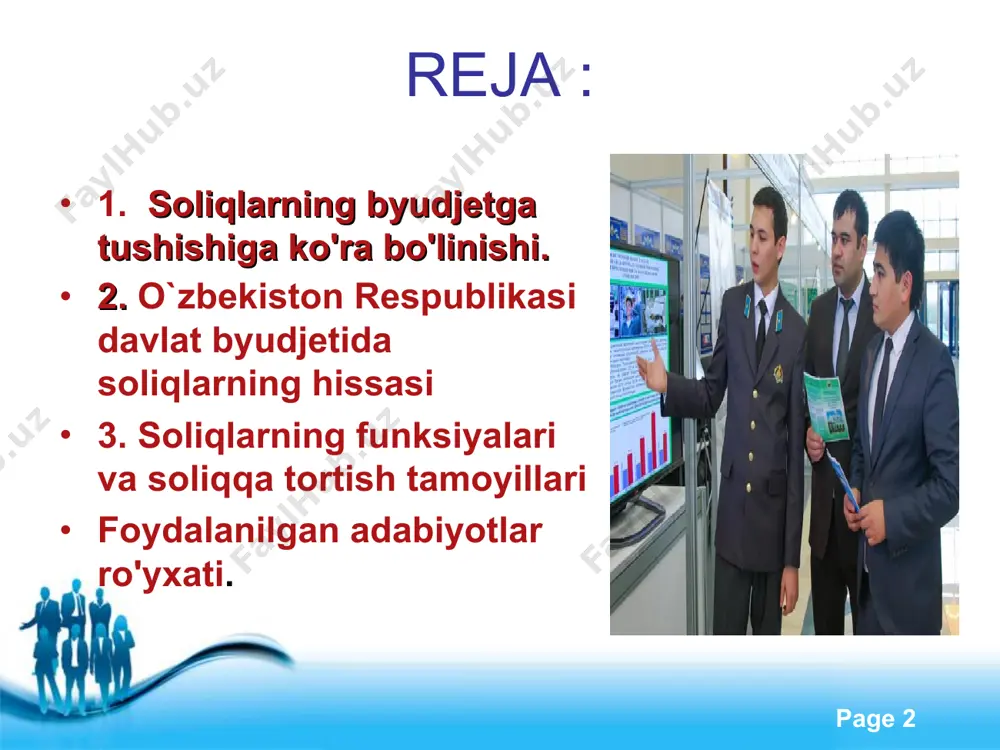shloq xo'jaligida, moliya tizimida) tashkil qilish kiradi. shu yerda davlat kuchli sotsial siyosat tadbirlarini amalga oshirish uchun pensionerlar, nafaqaxo'rlar, talabalar, ko'p bolali onalar va boshqalarni ko'proq mablag bilan ta'minlash zarurligini anglab cheklangan tovarlar bahosidagi farqni byudjet hisobidan qoplaydi va ularga boshqa xarajatlarni davlat hisobidan amalga oshiradi, mahallalarda kam ta'minlanganlarga moddiy yordamlar tashkil etadi. free powerpoint templates page * mahalliy byudjetlar o'zbekiston respublikasi byudjet tizimining muhim tarkibiy qismini tashkil etadi. ular davlat hokimiyatining har bir mahalliy organi o'z faoliyatini amalga oshirishi uchun uning ixtiyorida aniq moliyaviy baza yaratadi. mahalliy byudjetlar tizimi mahalliy talab-ehtiyojlarni to'laroq hisobga olish hamda davlat tomonidan markazlashgan tartibda amalga oshiriladigan tadbirlar bilan to'gri olib borish imkonini beradi, mahalliy hokimiyat organlari mahalliy byudjet daromadlarining ko'payishi va resurslarning tejamkorlik bilan sarflanishi to'grisida tinmay gamxo'rlik qiladi, chunki joylarda iqtisodiyot va madaniyatning yuksalish sur'atlari to'gridan-to'gri mahalliy xo'jalik zahiralarini safarbar qilish, mablaglarni tejab ishlatish borasidagi ishlarni tashkil etish bilan bogliq bo'ladi, bu esa …