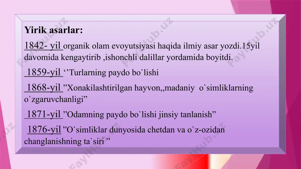 ch. darvinning evolyutsion g`oyalari mavzusida dars taqdimoti - Page 4