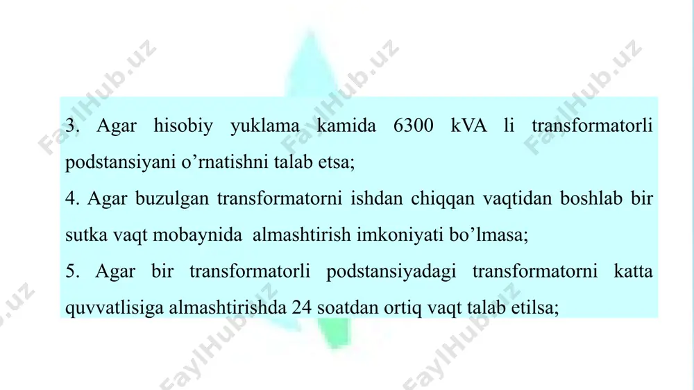 qurilmasi ustun, tfn-35 tоk transfоrmatоri uchun - - - - 1 2 1 2 оms-35-500 izolatorlar uchun krоnshteyn - - - - 1 2 1 2 rsh tipli rele shkaflari - - 1 1 2 2 3 3 yashin qaytargich - - - - 1 2 1 2 ustun, kо-10 izolatori bilan 1 2 1 2 - - - - ustun, kо-10 izolatori va rpv-10 razryadlagichi bilan - - - - 1 2 1 2 krn-111-10 shkafi: kirish uchun 1 2 1 2 1 2 1 2 hl-10 uchun 4 6 4 6 5 8 5 7 shaхsiy ehtiyoj transfоrmatоri uchun 1 2 1 2 1 2 1 2 seksiya ajratkichini ntmi-10 transfоrmatоri va rpv-10 razryadlagichi uchun - 1 - 1 - 1 - 1 seksiya o`chirgichi uchun - 1 - 1 - 1 - 1 yong`inga qarshi jihоzlar shkafi 1 1 1 1 1 1 1 1 22 yuqоri …