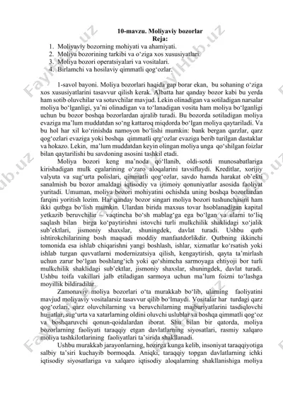 moliyaviy bozorlar — DOCX