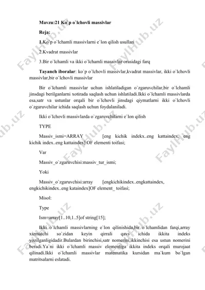 ko`p o`lchamli massivlar — DOCX