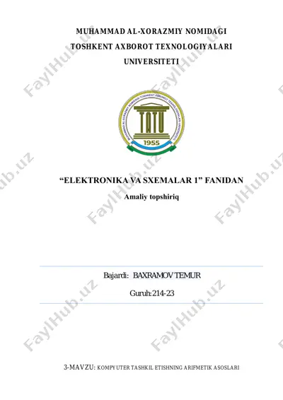 elektronika va sxemalar 1 fanidan amaliy topshiriq — PDF