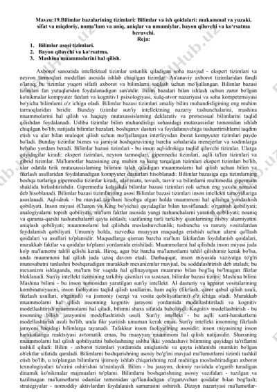 bilimlar bazalarining tizimlari — DOCX