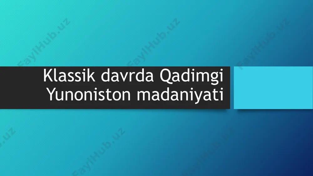 ar qilgan. gippokrat o'sha yerdagi odamlarning turmush tarzi va urf-odatlari bilan tanishgan. gippokrat tibbiyot bilimi asoslarini otasi geraklitdan o'rgangan. u mashhur fabib bo'lib, tibbiyotning barcha masalalari bilan shug'ullangan. gippokrat mashhur tabib bo'lishi bilan birga zamonasining ulug' faylasufi - donishmand ham bo`lgan. u odamlarga mehribon, kamtar odan edi. u o'z shogirdlari bilan birga "gippokrat to`plami" nomli tibbiy asa yozib qoldirgan. u 72 ta kitob va maqolalardan iboratdir. gippokrat miloddan avvalgi 375 yili 85 yoshida vafot etgan. atoqli yunon faylasuf donishmandlaridan biri suqrot bo'lib, u milockian avvalgi 441 yili afinada tug'ilgan. u o'z umri davomida birorta ham kitob yozmagan. suqrot maktablarda dars bermagan, ma'ruzalar o'qimagan, balki odam gavjum bo`lgan joylarda o'z shogirdlarini haqiqati bilishga undagan. suqrot haqiqatni bilish mumkin emas deb o`ylovchilarga qarama-qarshi, uni bahs- munozara orqali bilinadi deb hisoblardi. o'z qarashlarida odamlarni tenglashtirishga qarshi chiqib, ularni haqiqatni bilganlar va bilmaganlarga ajratadi. uning bu fikrlari afina quldorlik demokratiya tuzumining dushmani sifatida ayblanib, …