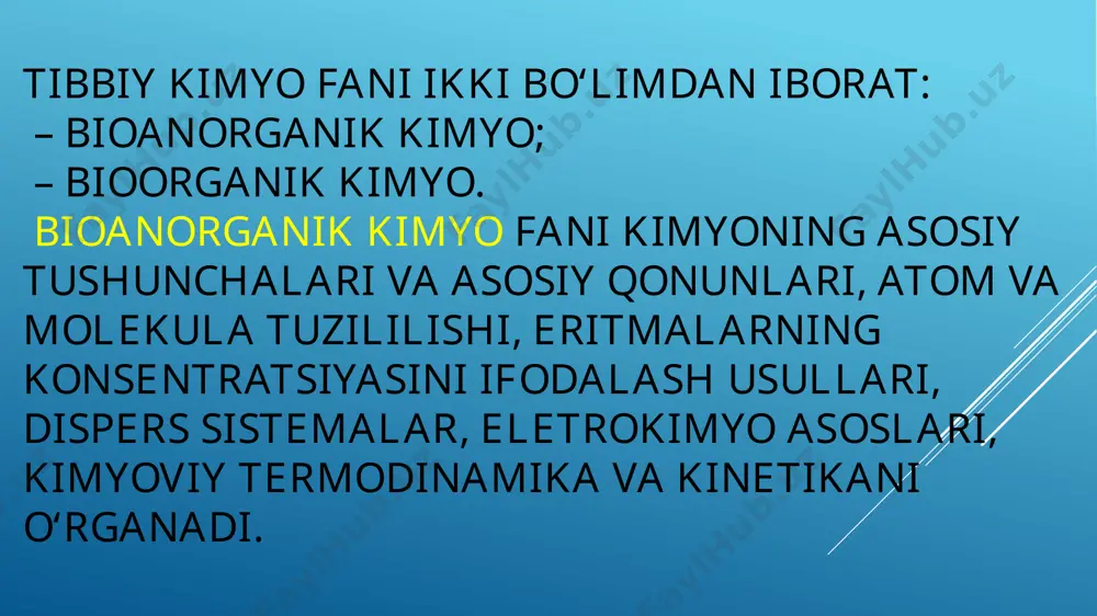 i. 3-10 % li eritmasi esa gipertonik eritma sifatida yaralarni davolashda ishlatiladi. biogen elementlarning davriy jadvalda joylashgan o’rniga qarab s,p,d-turlarga bo’lib ko’rib chiqish maqsadga muvofiqdir. kaliy qonda, mushaklarda ma'lum miqdorda saqlanadi va mushaklarning qisqarishini boshqarishda ishtirok etadi. kaliyning yetishmovchiligi yurak faoliyati buzilishiga olib keladi. kalsiy birikmalari odam va hayvonlarning hamma a'zolarida uchraydi. sut va sut mahsulotlari, sabzovatlar o’z tarkibida ko’p miqdorda kalsiy saqlaydi. kalsiy yetishmovchiligi yurak faoliyatining buzilishiga, qon ivishi jarayoniga suyaklar va tishlar faoliyatiga salbiy ta'sir k o’rsatadi. bu xolat suyaklarning mo’rtlashishiga (osteoparoz) tishlarning chirishiga (kariyes) olib keladi. uning yetarli darajada o’zlashmasligi qondagi miqdori ortib ketishi (giperkalsinoz) ga olib keladi. d- elementlar. ularning birikmalarini tibbiyotdagi ahamiyati va qo’llanishi mn qon tarkibidagi qandning miqdorini kamaytiradi, bu esa diabet kasalligi bilan og’rigan bemorlarni xolatiga ijobiy ta'sir ko’rsatadi. kmno4 - kaliy permanganat tibbiyotda ko’p ishlatiladigan modda bo’lib, shifokorlar uni «margansovka» deb atashadi. shifokor adams mijozning nima bilan ovqatlanganiga qarab, o‘zining xizmat haqqini …