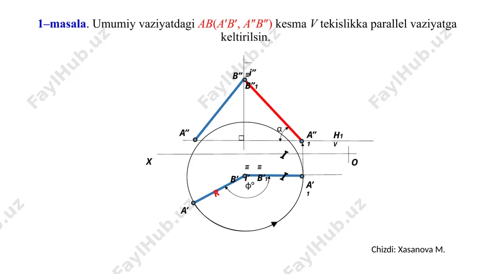 geometrik shakllarni proyeksiyalar tekisligiga perpendikulyar o‘q atrofida aylantirish - Page 5