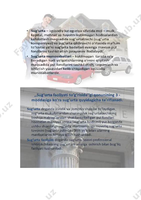 sug'urtaning iqtisodiy mohiyati va bozor munosabatlarini o'rni - Page 2