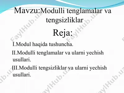 modulli tenglamalar va tengsizliklar — PPT