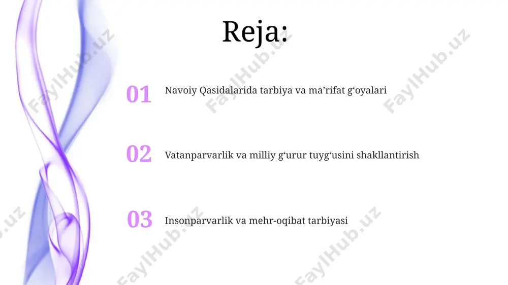 oslangan 2 ta oilaviy munosabatlar modeli va 5 ta turli xil insoniy fazilatlarning ahamiyati ta'kidlanadi. oila va oilaviy tarbiya oilaviy tarbiya masalasida, "xamsa"da 30 dan ortiq hikoya va misol keltirilgan bo'lib, ular ota-onalarning farzandlariga bo'lgan mehr-muhabbati, mas'uliyati va o'zaro hurmatga asoslangan 2 ta asosiy tamoyilni aks ettiradi. navoiy "xamsa" asarlarida herat, samarqand kabi shaharlardagi oilaviy hayotning 10 ga yaqin turli xil jihatlarini taqdim etib, ahloqiy-ma'naviy tarbiya tizimining 4 ta muhim tarkibiy qismini ko'rsatadi. navoiyning "xamsa"sida 5 ta asosiy doston orqali 15-asr hirot shahrida oilaning muhimligini va farzand tarbiyasining 7 ta bosqichini batafsil bayon qiladi. "xamsa"dagi axloqiy-ma'naviy tarbiya navoiyning "xamsa"si yosh avlodni vatanparvarlik ruhida tarbiyalashga katta ahamiyat beradi, bu 20 dan ortiq qahramonlarning vatan himoyasi uchun kurashida, xalq himoyachisi sifatida tasvirlanishida yaqqol koʻrinadi, jumladan, "layli va majnun" dostonidagi laylining sadoqati misolida. navoiyning "xamsa"sidagi 5 dostondan iborat asarida 100 dan ortiq hikoya va 500 dan ziyod personaj orqali insoniy fazilatlar, mehr-oqibat, adolat …