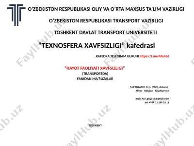 "hayot faoliyati xavfsizligi" — PPTX