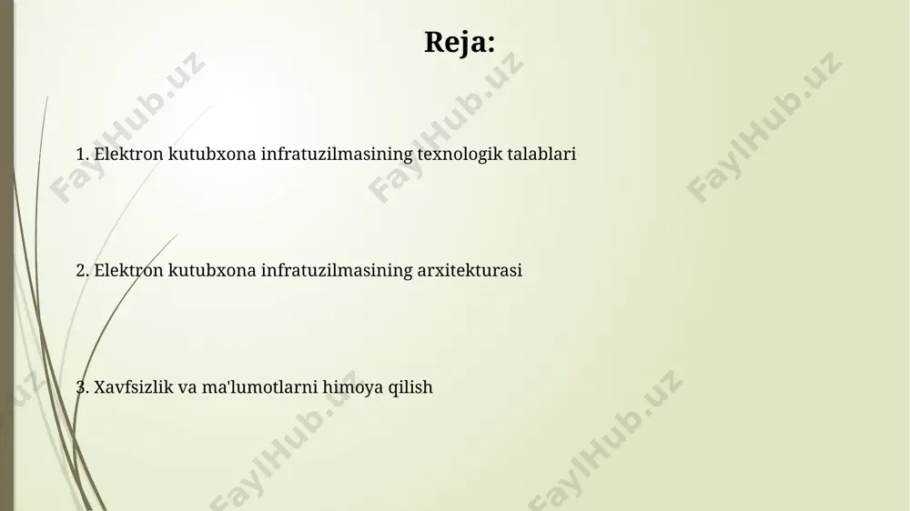 arc21 formatlaridan foydalanish, kataloglashtirish jarayonlarini avtomatlashtirish va 500 000 dan ortiq yozuvni qayta ishlash imkoniyatini ta'minlaydi. kataloglashtirish va qidiruv tizimlari katalog va qidiruv tizimlari oʻrtasidagi integratsiya kamida 99,9% ishonchlilikni ta'minlash uchun yuqori mavjudlik va ishlashga ega boʻlishi va 1 soniyadan kam javob vaqtida ishlashi kerak. kataloglashtirish tizimlari marc21 standartiga asoslangan boʻlib, 500 000 dan ortiq yozuvni samarali boshqarish imkonini beradi va metadata elementlarining aniqligi yuqori boʻlishi kerak. ma'lumotlarning butunligi va tiklanishi ma'lumotlarning tiklanishi uchun 7 kundan 30 kungacha bo'lgan vaqt oralig'ida avtomatik zahira nusxalarini yaratish va ularni bulutli saqlash xizmatlarida saqlash ma'lumotlarning yo'qolishi xavfini sezilarli darajada kamaytiradi. ma'lumotlarning butunligini ta'minlash uchun kamida 3 nusxadagi zahira yaratish va ularni geografik jihatdan turli joylarda saqlash tavsiya etiladi, bu ma'lumotlar yo'qotilishining oldini olishga yordam beradi. texnik jihozlar va apparat ta'minoti tarmoq infratuzilmasi 1 gbps dan yuqori tezlikda bo'lishi kerak, kamida 50 ta bir vaqtning o'zida ulanishni qo'llab-quvvatlaydigan va yuqori mavjudlikni ta'minlash uchun redundant …