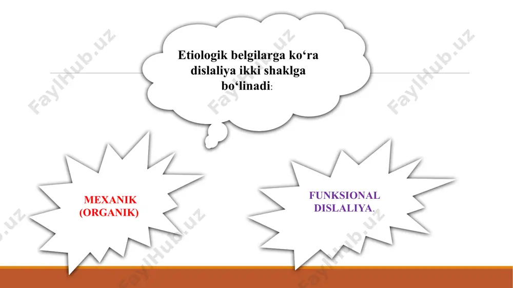 i lab yuqori tishlarga tomon ko‘tarilib, havo oqimi yo‘lini toraytiradi, tilning uchi esa yoyilib, yuqori milkka tegar-tegmas holatga keladi. bunday artikulyatsion holatda f va s, v va z tovush elementlariga ega bo‘lgan tovush hosil bo‘lib, natijada noaniq, tushunarsiz, quloqqa yoqimsiz tovush talaffuz etiladi. til oldi sigmatizmi. sirg‘aluvchi tovushlar quyidagi holatda talaffuz etiladi. tilning uchi yuqori va pastki tishlarga taqalib turadi va havo oqimining tishlar orasidan o‘tishiga to‘sqinlik qiladi, natijada s,z tovushlari o‘rniga t, d tovushlari eshitiladi. masalan, soat-toat, zina-dina. bu nuqsonni parasigmatizm deb atasa ham bo‘ladi, chunki bunda bir tovush ikkinchi tovush bilan almashinadi. shovqinli sigmatizm. bunda tilning uchi tishlarga tegib turmasdan og‘iz ichiga tortiladi, tilning orqa qismi esa ko‘tariladi, natijada portlash o‘rniga yumshoq sh, j tovushi eshitiladi. masalan: soat-shoat, zanjir-janjir. yon sigmatizm. sirg‘aluvchi yoki shovqinli tovushlar ikki xil ohangda talaffuz etiladi: tilning uchi alveolalarga taqalib turadi, tilning qolgan qismi esa qirra bo‘lib og‘iz bo‘shlig‘ida yotadi va bir tomoni bilan …