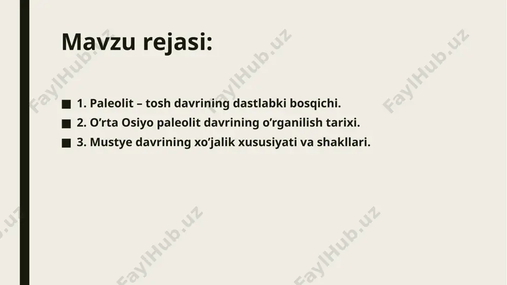eng qadimgi odam suyagi hamda o‘ttizga yaqin yovvoyi hayvonlarga tegishli suyaklar topilgan. selengur makoni tosh qurollari qayroqtoshdan yasalgan chopper, bifas-qo‘l cho‘qmori, kliver-qo‘lbolta, sanchqi, chopqilardan iborat. hayvon suyaklar ayiq, bo‘ri, yovvoyi cho‘chqa, buqa, tur, ot, arxar, bug‘ularga tegishli eng qadimgi odam suyagi makonning uchinchi madaniy qatlamidan topilgan. topilmalar bosh chanoq, yelka suyagining bo‘lagi va bir necha dona tishlardan iborat bo‘lib, ikki yoki uch nafar arxantrop vakillariga tegishli bo‘lgan. suyak topilmalarini o‘.islomov dastlab ashel davrning o‘rta bosqichi bilan sanalagan, keyinchalik olduvay davri bilan tenglashtirgan. boshqa bir mutaxassis olimlar (v.a.ranov, a.e.dodonov, a.p.derevyanko) ashel davring so‘nggi bosqichiga oid, deb hisoblaydilar. janubiy tojikistondagi obimozor vohasida joylashgan ko‘ldara makoni ashel davrining ilk bosqichiga oid muhim yodgorlik hisoblanadi. makondan qayroqtoshdan yasalgan kichik o‘lchamli tosh qurollari topilgan. ular nukleus, qirg‘ich va sanchqi va ularni yasash jarayonida hosil bo‘lgan uchrindilardan iborat. yodgorlik paleomagnit usulidagi tekshirish natijasiga ko‘ra mil. avv. 800 ming yillik bilan sanalangan. o‘rta osiyoda o‘rta pleystotsen davriga …