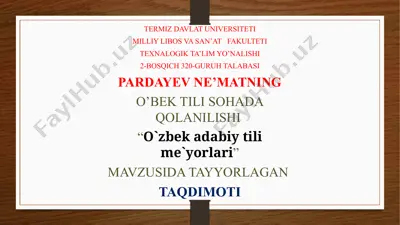 o`zbek adabiy tili me`yorlari — PPTX