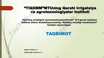 qishloq xo’jaligi mashinalari — PPTX