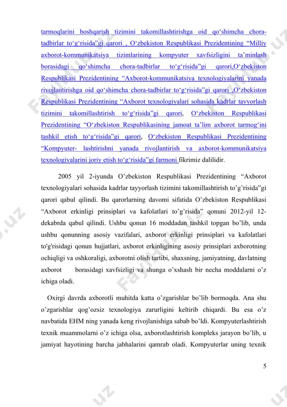 oshishi, ta’limyo’nalishlarini kengayishi bu haqida chuqur ma’lumotlashtirishga olib keladi. bunda esa bizga har tomonlama puxta tuzilgan dastur qo’l keladi. kurs ishining maqsadi va vazifasi: microsoft visual studio 2012 muhitida c# dasturlash tilida sinflar bilan ishlash, textbox dagi axborotni jadvallarga o’zlashtirib olish, ilova dizayni va ular ustida bajariladigan amallarni misollar yordamida yoritib berish. obyektga mo’ljallangan dasturlash tilining imkoniyatlarini ko’rsatish. visual studio 2012 muhitida dastur yaratish jarayonida oynalarni tejash maqsadida usercontrol sinfidan unumli foydalanish. kurs ishini tayyorlashda foydalanilgan adabiyotlar: mamlakatimizda it sohasi endi rivojlanib borayotgani uchun hozirda o’zbek tilidagi darsliklar soni juda oz. shu bois men kurs ishi mavzusida dastur tayyorlashda internet sahifalaridagi video-darslardan ko’proq foydalandim. kurs ishi dasturi windows forms da tayyorlanganligi uchun fernando almeidaning “visual c#.net” maqolasidagi “windows forms: interacting with databases” mavzusidan o’zimga kerakli bo’lgan bilimlarni oldim. c# haqidagi asosiy tushunchalarni, sinflar, metodlar va konstruktorlar haqida esa gerbert shildtning c# 4.0 kitobidan oldim. kurs ishining nazariy va amaliy ahamiyati: …