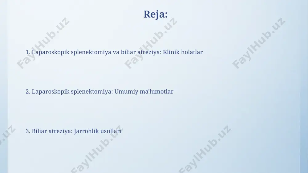 ning og'irlik darajasi, ya'ni biliar atreziyaning iii bosqichida laparoskopik splenektomiya kamdan-kam qo'llaniladi, chunki bu holatda kengroq operatsiyalar, masalan, kasai operatsiyasi bilan birgalikda ochiq jarrohlik talab etiladi. agar bemorda biliar atreziya bilan birga qon ketishiga olib keladigan splenomegaliya kuzatilsa, shoshilinch laparoskopik splenektomiya jarrohlik usuli sifatida tanlanadi va operatsiya muvaffaqiyat darajasi 90% dan yuqori bo'lishi mumkin. biliar atreziya: davolashning samaradorligi va prognozi uzoq muddatli prognoz, kasai operatsiyasi muvaffaqiyatli bo‘lgan hollarda ham, jigar sirrozining rivojlanishi xavfi bilan bog‘liq bo‘lib, bu 10 yildan keyin jigar yetishmovchiligi xavfini 20-30% ga oshiradi. biliary atreziya bilan kasallangan bolalarning taxminan 80% kasai operatsiyasidan keyin jigar transplatantatsiyasiga muhtoj bo‘ladi, agar operatsiya 2 oyligidan oldin bajarilsa, bu ko'rsatkich pasayadi. laparoskopik splenektomiya: uzoq muddatli natijalar laparoskopik splenektomiyadan keyingi uzoq muddatli kuzatuvlar shuni ko'rsatdiki, bemorlarning 85%ida 5 yildan keyin asoratlar kuzatilmagan va hayot sifati sezilarli darajada yaxshilangan. jarrohlik amaliyotidan keyin qon ketish xavfi taxminan 2-5% ni tashkil etadi, ammo laparoskopik usul ochiq …