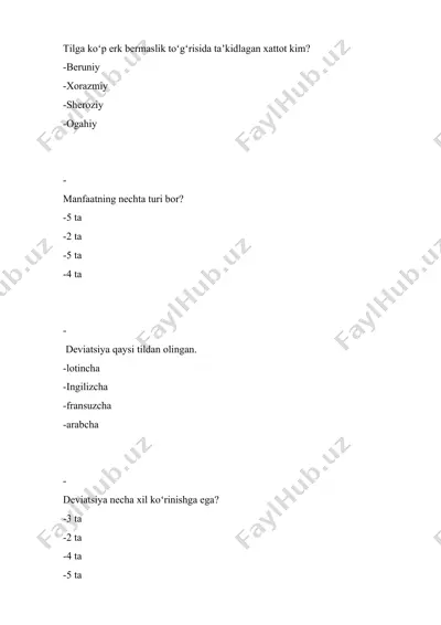 pedagogika bo‘yicha test savollari — DOCX