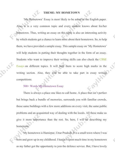 my hometown essay — DOCX