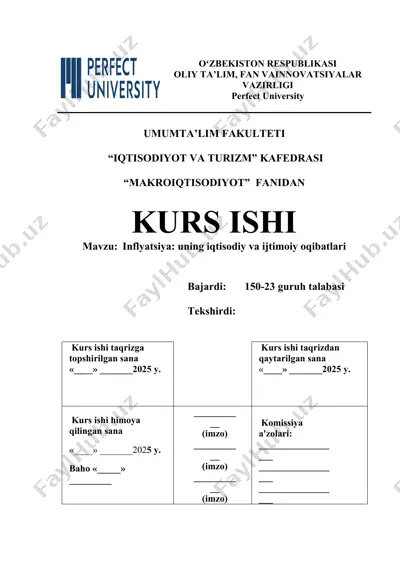 inflyatsiya uning iqtisodiy va ijtimoiy oqibatlari — DOCX