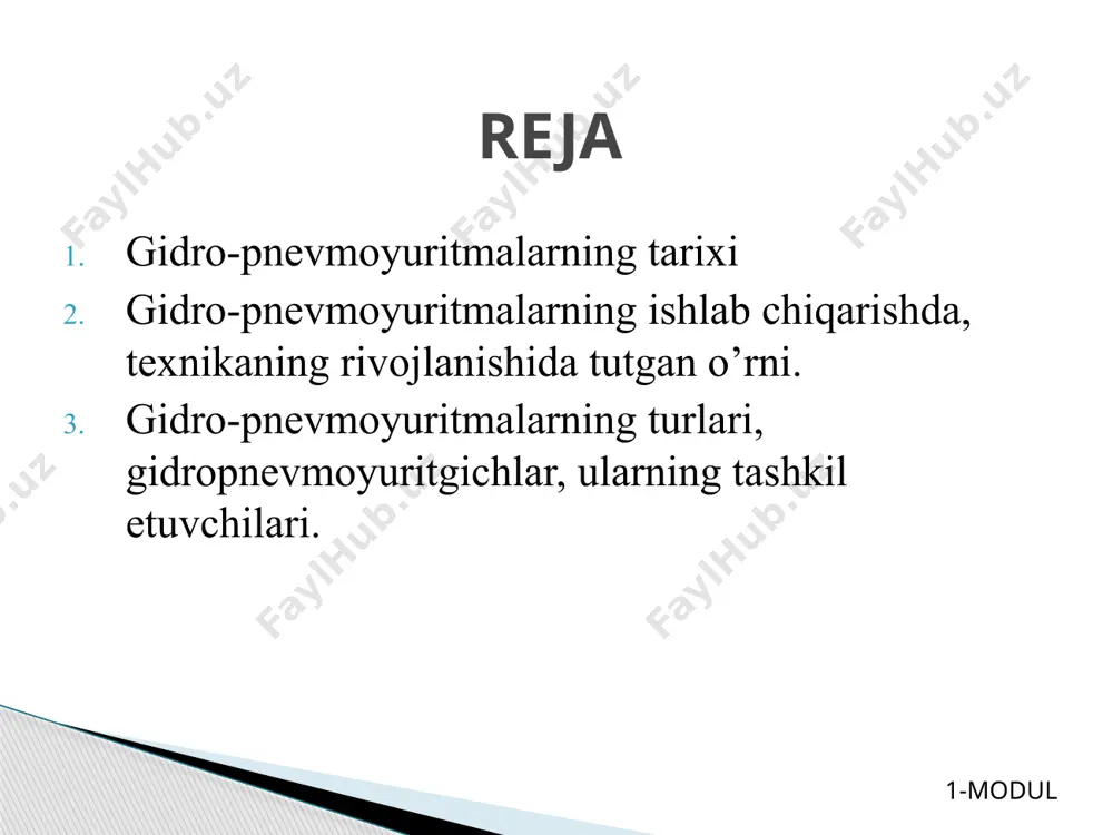 . keyinсhalik suyukliklarnnng muvozanat va harakat qonunlari ikki yo`nalish bo`yiсha taraqqiy qila boshlandi. bulardan biri tajribalarga asoslangan gidravlika bo`lsa, ikkinchisi nazariy mexanikaning mustaqil bo`limi sifatida taraqqiy qila boshlagan nazariy gidromexanika edi. 1-modul b. paskal l. eyler d. bernulli nazariy gidromexanika aniq matematikaga asoslangan bo`lib, suyuqlik qo­nun­­larini differensial tenglamalar bilan ifodalash va ularni yeсhishga asoslanadi. bu nazariy bilimlarning taraqqiy qilishiga xvii-xviii asrlarda yashagan buyuk matematik-mexanik olimlar l. eyler, d. bernulli, m. lomonosov, lagranjlarning ilmiy asarlari asos bo`ldi. gidravlika suyuqliklarda kuchlarning tarqalishi va uning harakat davomida o`zgarib borishi qonunlarini har xil qurilmalar va mashinalarni hisoblash hamda loyihalashga tatbiq etish bilan ham shug`ullanadi. hozirgi zamon sanoati va texnikasida o`zbek olimi x.a. raxmatulin asos solgan ko`p fazali muhitlar gidrodinamikasi muhim ahamiyatga ega. 1-modul insoniyat tarixida suyuqlik harakatini mexanik harakatga, aylantirib beruvсhi birinсhi qurilma charxpalak bo`lib, uning o`rta osiyo, hindiston, xitoy va misrda bundan 3000 yillar avval sug`orish ishlarida va tegirmonlarda qo`llanilganligi ma’lum. 1-modul hozirgi …