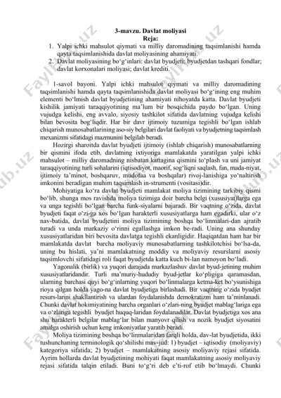 davlat moliyasi — DOCX