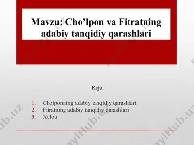 cho’lpon va fitratning adabiy tanqidiy qarashlari — PPTX