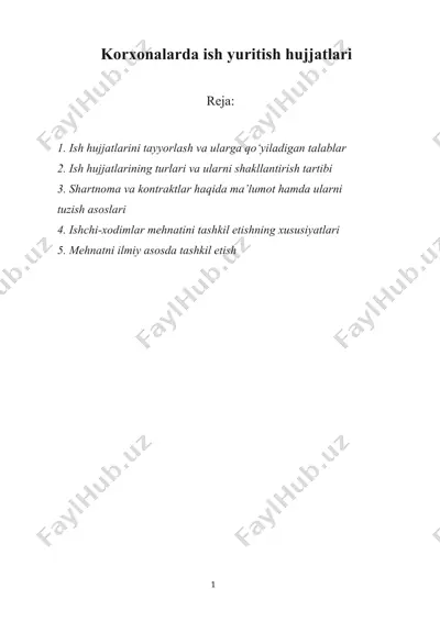 korxonalarda ish yuritish hujjatlari — DOCX