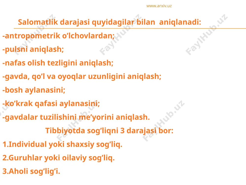 imkoniyatlаrini bаholаsh mumkin. bu holаtdа muаmmoni hаl qilishgа imkon bermаydigаn nаrsа uslub yo’qligidir. аmerikаlik k.kuper orgаnizmning bir funksionаl tizimi boshqа tizimlаr xolаtini yaxshi аks ettirishini аniqlаdi. bundаy tizim аerob quvvаt bilаn tа’minlаsh tizimidir. аerob quvvаt bilаn tа’minlаsh tizimi orgаnizm to’qimаlаrigа kislorod yetkаzib berish vа undаn foydаlаnish uchun mа’qul bo’lgаn zаhirаlаri bilаn belgilаnаdi www.arxiv.uz u quyidagilarni o’zida mujassamlashtirgan: tashqi nafas olish apparatining imkoniyatlari o’pkaning hayotiy hajmiga, ko’krak qafasining harakatchanligiga, nafas olish muskullari kuchiga alveol devorchalarining o’tkazish, o’pka to’qimalarining qon bilan ta’minlash xususiyatlariga bog’liqdir; www.arxiv.uz yurak hajmlari birinchi navbatda uning chap qorinchasi va yurak muskuli kuchi bilan belgilanuvchu mahsuldorligi; qon-tomir tizimi va ayniqsa kapilyar turi, uning turlanib ketishi, periferik kapilyarlarning ichki hajmi va elastikligi, devorlarining o’tkazuvchanligi; qonning umumiy hajmi, gemoglobin miqdori va qonning kislorodni ko’tarishga bo’lgan layoqatiga ta’sir o’tkazuvchi boshqa komponentlarni o’zida mujassamlashtirgan qon tizimi; www.arxiv.uz organ va to’qimalardagi mioglobin miqdori; chunonchi v.l.karpman hodimlar bilan birgalikda mpk hajmini hisob-kitob qilish uchun quyidagi …