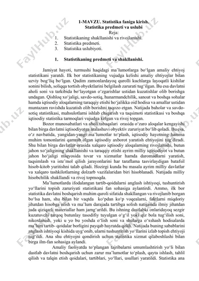 statistika faniga kirish — DOCX