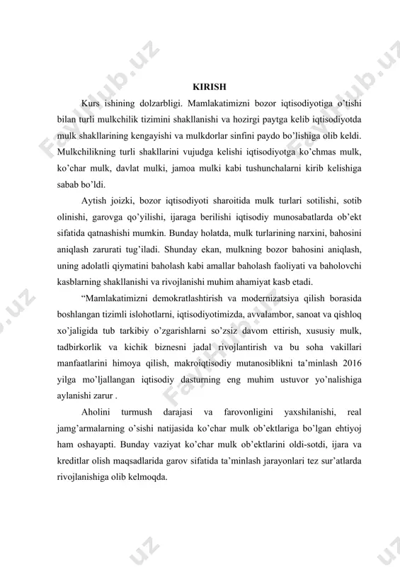 lakatimizda 1991 yilga qadar amal qilgan ijtimoiy-iqtisodiy tizim sharoitida harakatda va harakatda bo’lmagan mulklar hamda moddiy va nomoddiy aktivlarni baholashga hojat yo’q edi. chunki iqtisodiyotni markazdan boshqarish sharoitida mamlakatdagi barcha korxona va tashkilotlar, ishlab chiqarishning moddiy va nomoddiy aktivlari davlat ixtiyorida bo’lib, ularni sotish, sotib olish, ijaraga berish kabi jarayonlar davlat tomonidan belgilangan qat’iyy baholarda amalga oshirilardi. yana dolzarb muammolardan biri shuki, hali respublikada ko’char mulkni baholashning metodologik bazasi yetarli darajada shakllanmadi. dunyoning rivojlangan mamlakatlarida ko’char mulkni baholashning turli uslubiy yondashuvlaridan foydalaniladi. masalan, mulkni baholash bo’yicha angliya amaliyotida beshta usul keng tarqalgan: qiyoslash, investitsiya, foyda, qoldiq, pudratchi. aqsh baholovchilari amaliyotida, odatda, uch usul ustuvorlik qiladi: xarajat, qiyosiy va daromad. o’zbekistonda ham aqshdagi kabi xarajat (balans), qiyosiy (taqqoslash, bozor) va daromad yondashuvlari qo’llanilmoqda. ushbu yondashuvlarni har birida o‘ziga tegishli usullari mavjud. jumladan, daromad yondashuvi uchta, xarajat va qiyosiy yondashuvlari o’nlab baholash usullariga ega. bu usullar har bir mamlakatning siyosiy-iqtisodiy, ijtimoiy-mentalitet taraqqiyotidan …