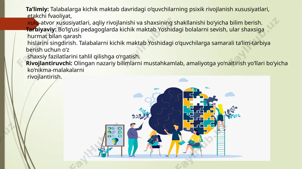 anizmida jadal bo‘yning o‘sishi, ichki organlarning kattalashuvi, vegetativ o‘zgarishlar bilan bog‘liq bo‘lgan keskin endokrin o‘zgarishlar ro‘y beradi). jismoniy faollik - sog‘lom organizmning harakat qilishga bo‘lgan turli mavjud to‘siqlarni engishdagi tabiiy ehtiyojidir. bu yoshdagi bolalar nihoyatda serharakat bo‘ladilar. bu jismoniy harakat bolaning atrofdagi narsalarga qiziqish bilan qarayotganligi, ularni o‘rganishga intilayotgani bilan ham bog‘liqdir. bolaning jismoniy va psixik faolligi o‘zaro bog‘liqdir. chunki, psixik sog‘lom bola harakatchan bo‘ladi, charchagan, siqilgan bola esa deyarli hech narsa bilan qiziqmaydi. psixik faollik - bu normal rivojlanayotgan bolaning atrof olamdagi predmetlarni, insoniy munosabatlarni bilishga nisbatan qiziqishdir. psixik faollik deganda, bolani o‘zini bilishga nisbatan ehtiyoji ham tushuniladi. maktabga birinchi bor kelgan bolada qator qiyinchiliklar yuzaga keladi. ularning, avvalo, bir qancha maktab qoidalariga bo‘ysunishi qiyin kechadi. boshlang‘ich sinf o‘quvchisi uchun eng qiyin qoida bu dars vaqtida jim o‘tirishdir. o‘qituvchilar o‘quvchilarning doimo jim o‘tirishlariga harakat qilishadi, lekin kamharakatli, passiv, quvvati kam bo‘lgan o‘quvchigina dars jarayonida uzoq vaqt jim o‘tira oladi. …