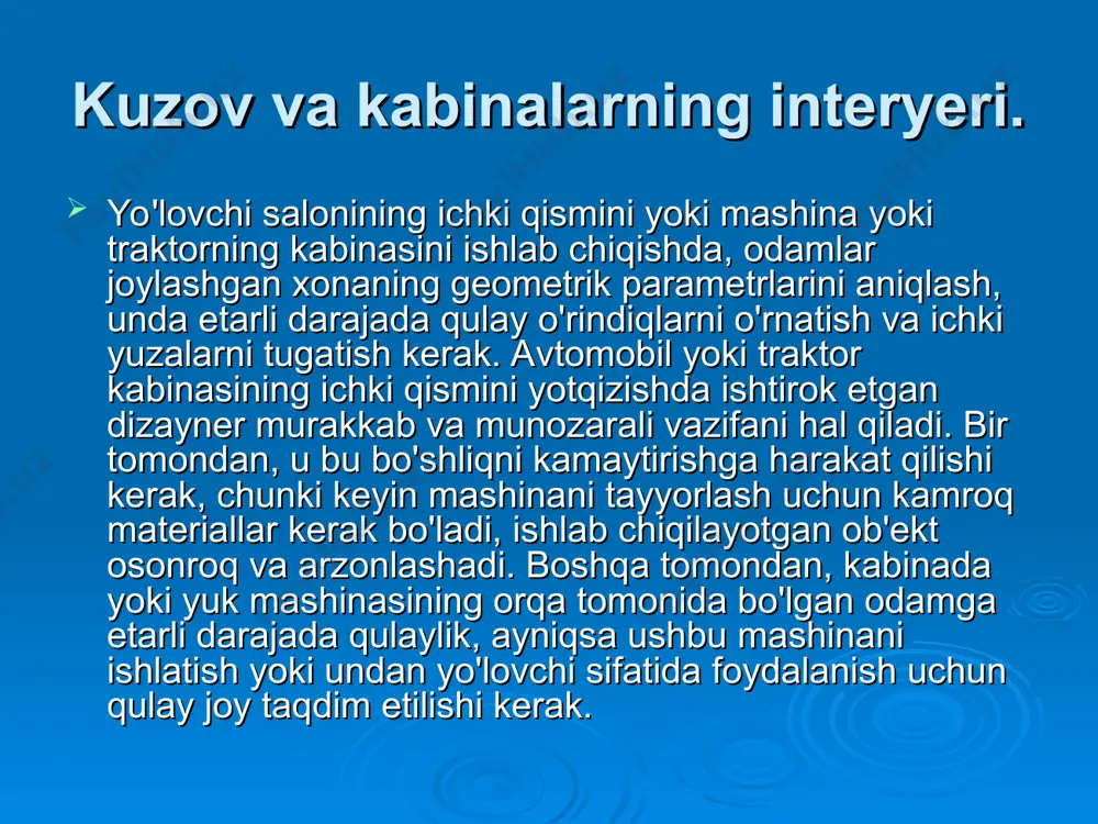 olda haqiqiy tartib bilan olinadi. h1 va h2 nuqtalarining koordinatalari o'rindiq yostig'i va orqa o'rindiqning o'tirgan kishining og'irligidan kelib chiqqan holda hisobga olinadi. 1-rasm. yo'lovchi salonining sxemasi o'rta sinfdagi avtomobil uchun siz quyidagi o'lchamlarni olishingiz mumkin: b - 650 mm; ichida - 345 mm; d - 850 mm. o'lchamlari 800 mm ga yaqin bo'ladi. albatta, bu erda taxminiy o'lchamlar ko'rsatilgan, ularning aniq qiymatlari tananing taxminiy siluetini, haydovchi o'rindig'ining balandligini va boshqa omillarni, va birinchi navbatda avtomobil sinfidan kelib chiqqan holda haqiqiy tartib bilan olinadi. h1 va h2 nuqtalarining koordinatalari o'rindiq yostig'i va orqa o'rindiqning o'tirgan kishining og'irligidan kelib chiqqan holda hisobga olinadi. kichkina mashinani yotqizish uchun yo'lovchi o'rindig'i haydovchi o'rindig'ining orqa tomoniga yaqinroq joylashtiriladi va ehtimol 50-darajali vakolatxonadan foydalanish mumkin. taxminan, biz old tomonga tegishli o'lchamlarni ham ko'rsatamiz o'rindiq: a - 260 mm; e - 800 mm; g - 875 mm. o'rindiqning chuqurligi odatda 480 ... 520 mm, yo'lovchining orqa …